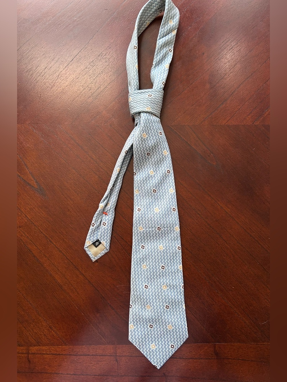 Ermenegildo Zegna Light Blue Geometric Silk Tie